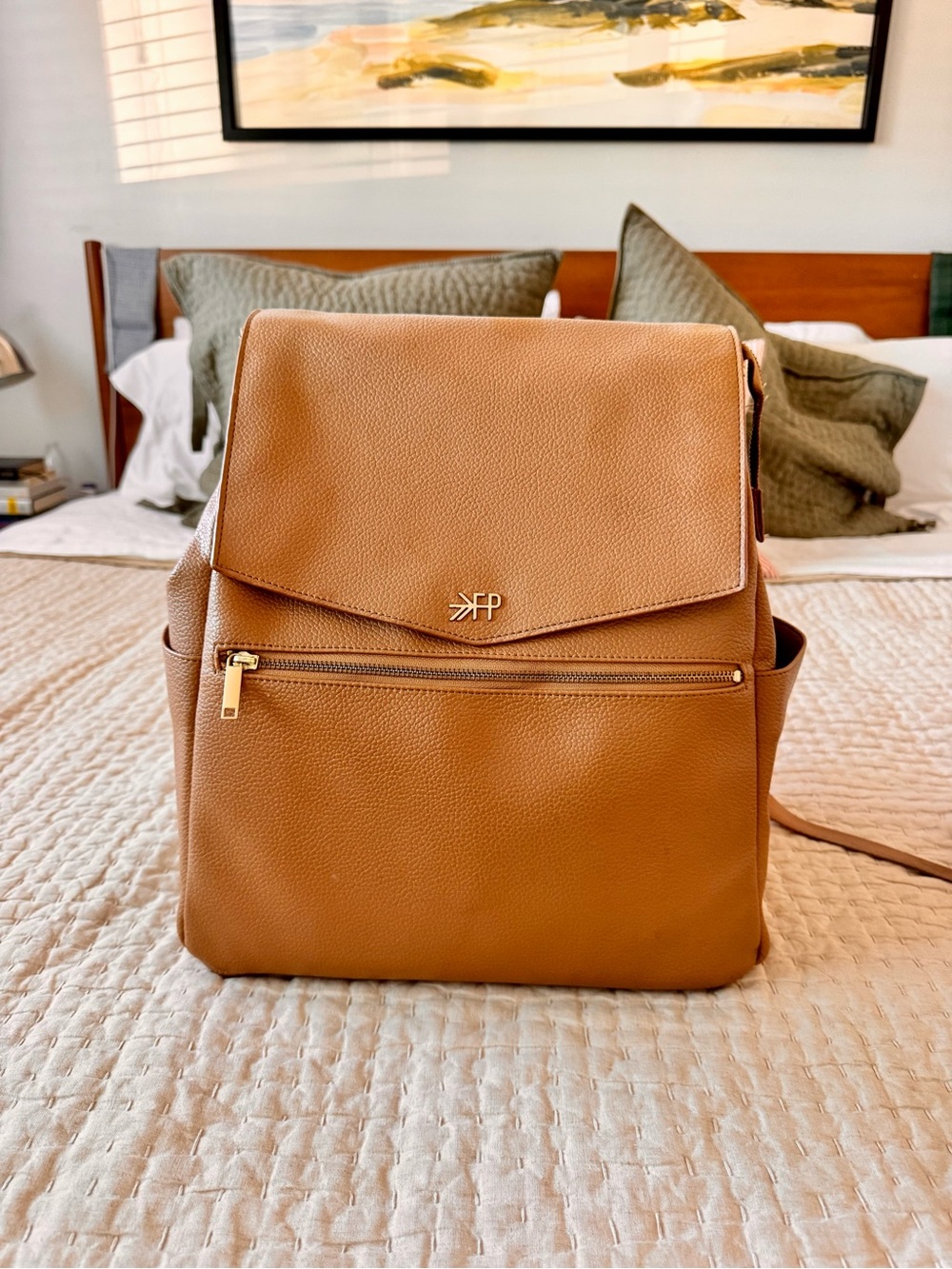 Freshly Picked Classic Diaper Bag II in butterscotch with Gold Hardware